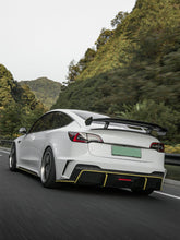 Tesla Model 3 Performance Long Range Standard Base 2017 2018 2019 2020 2021 2022 2023 with Aftermarket Parts - "Hacker" V3 Double Decker Rear Spoiler Wing Carbon Fiber / FRP from Robot Craftsman